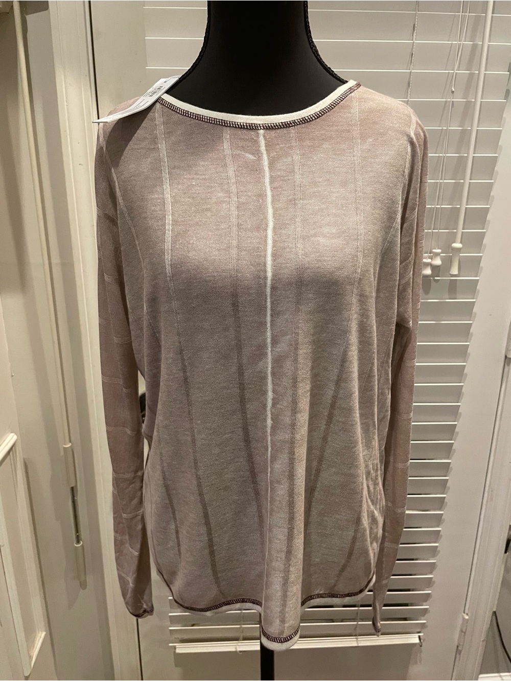 Kokun Light Oak/chocolate Stripe Long-Sleeve Women's Top